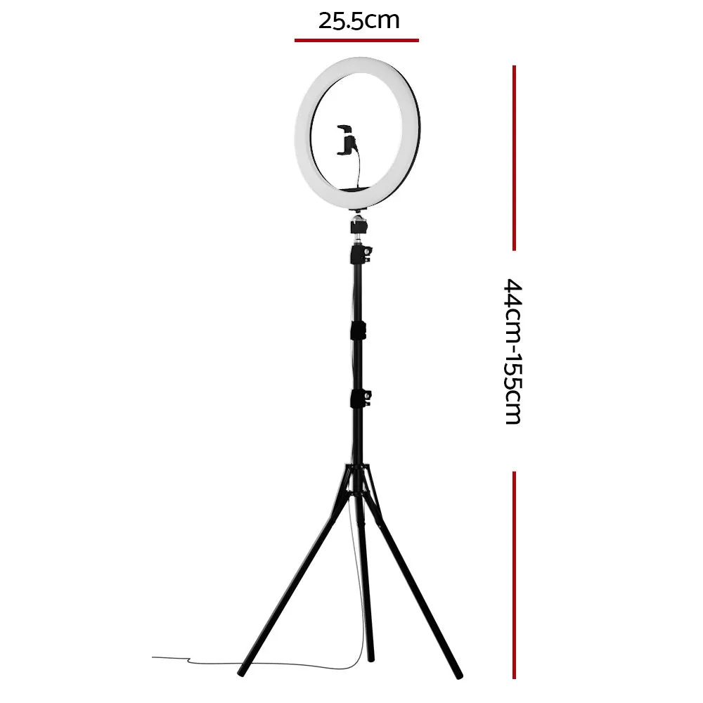 10" LED Ring Light 5500K Dimmable Diva Diffuser With Stand Make Up Studio