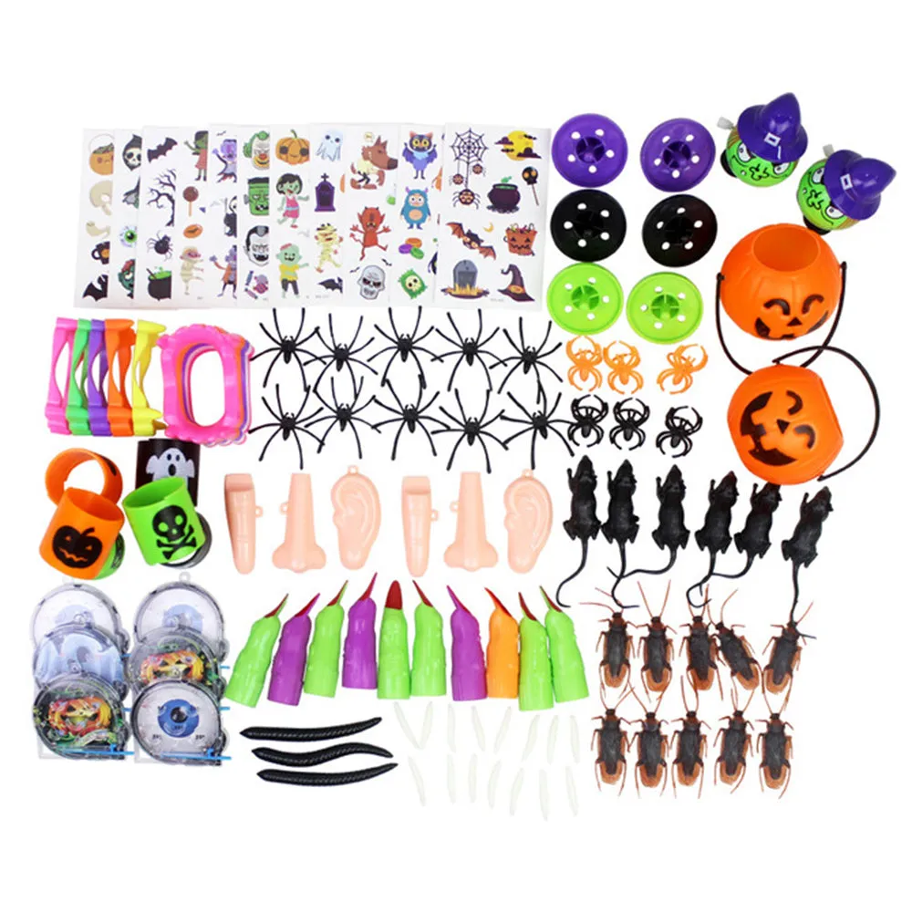 120PCS Mischievous Insect & Halloween Tricky Toys for Children's Party Games