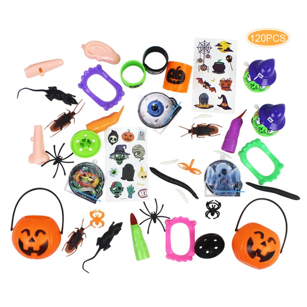 120PCS Mischievous Insect & Halloween Tricky Toys for Children's Party Games