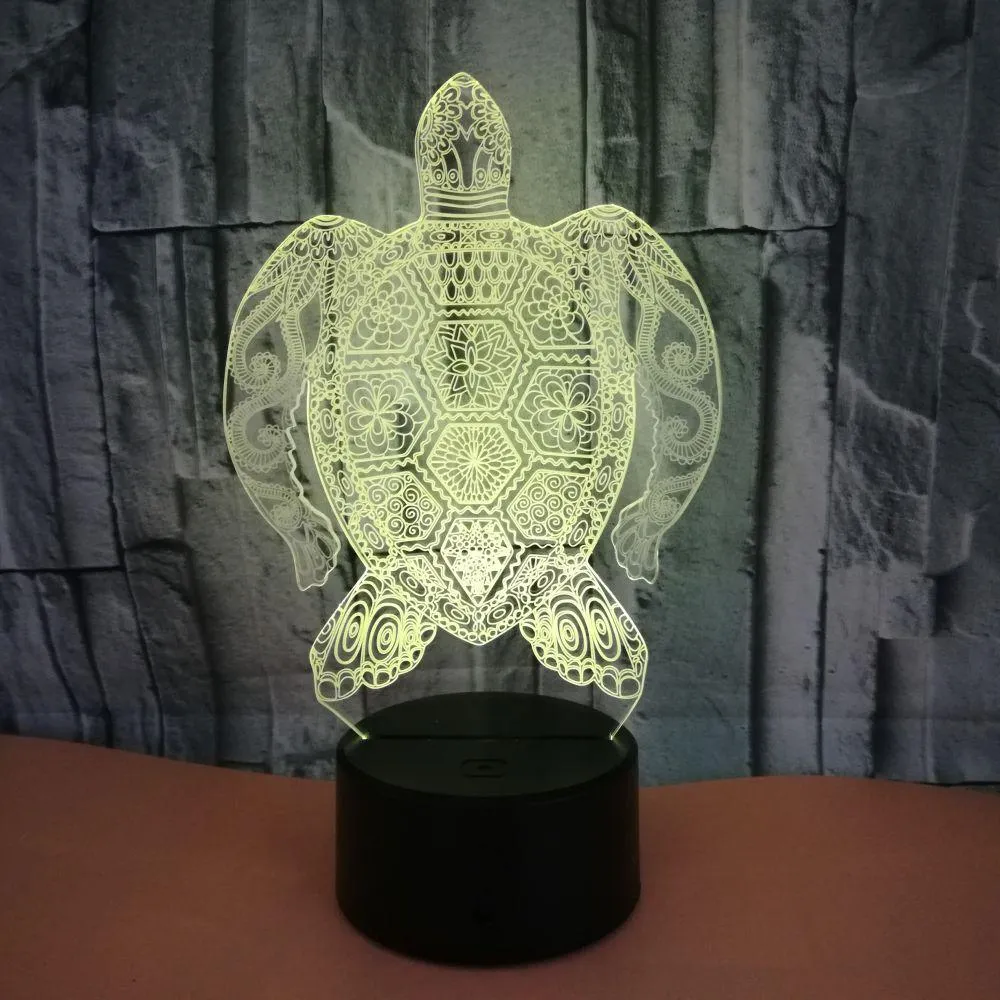 3D Tortoise LED Night Light Changeable 7 Colors Bedside Lamp for Hallway Bathroom Bedroom Xmas Gift