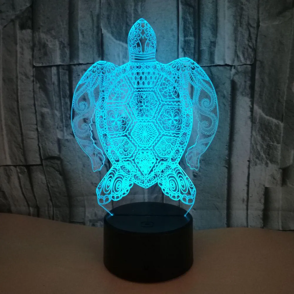 3D Tortoise LED Night Light Changeable 7 Colors Bedside Lamp for Hallway Bathroom Bedroom Xmas Gift