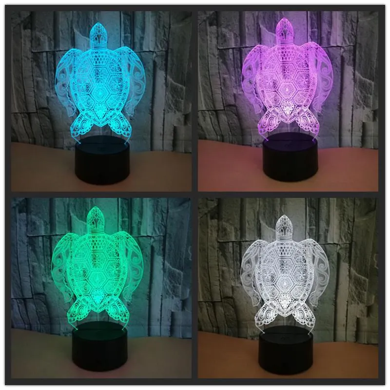 3D Tortoise LED Night Light Changeable 7 Colors Bedside Lamp for Hallway Bathroom Bedroom Xmas Gift