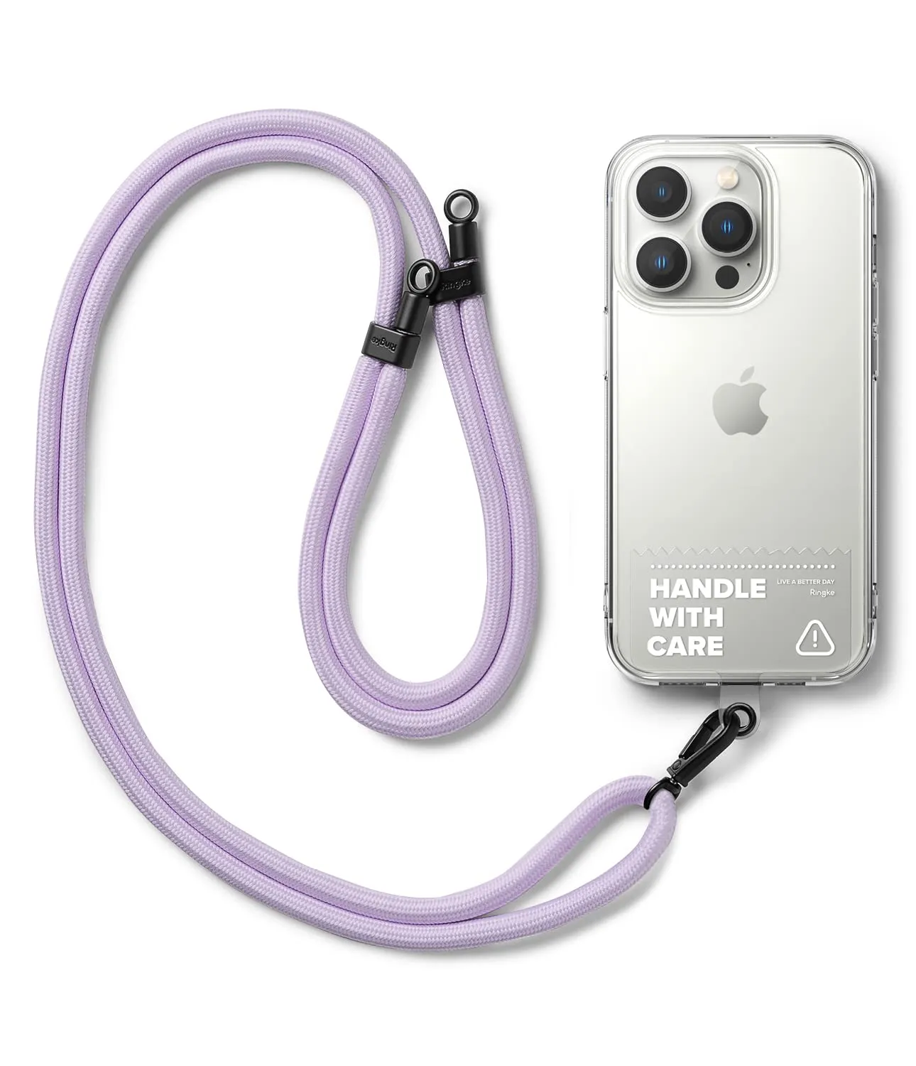 Adjustable Crossbody Polyester Rope Lanyard (Holder Link Strap with Clear TPU Tag) - Purple