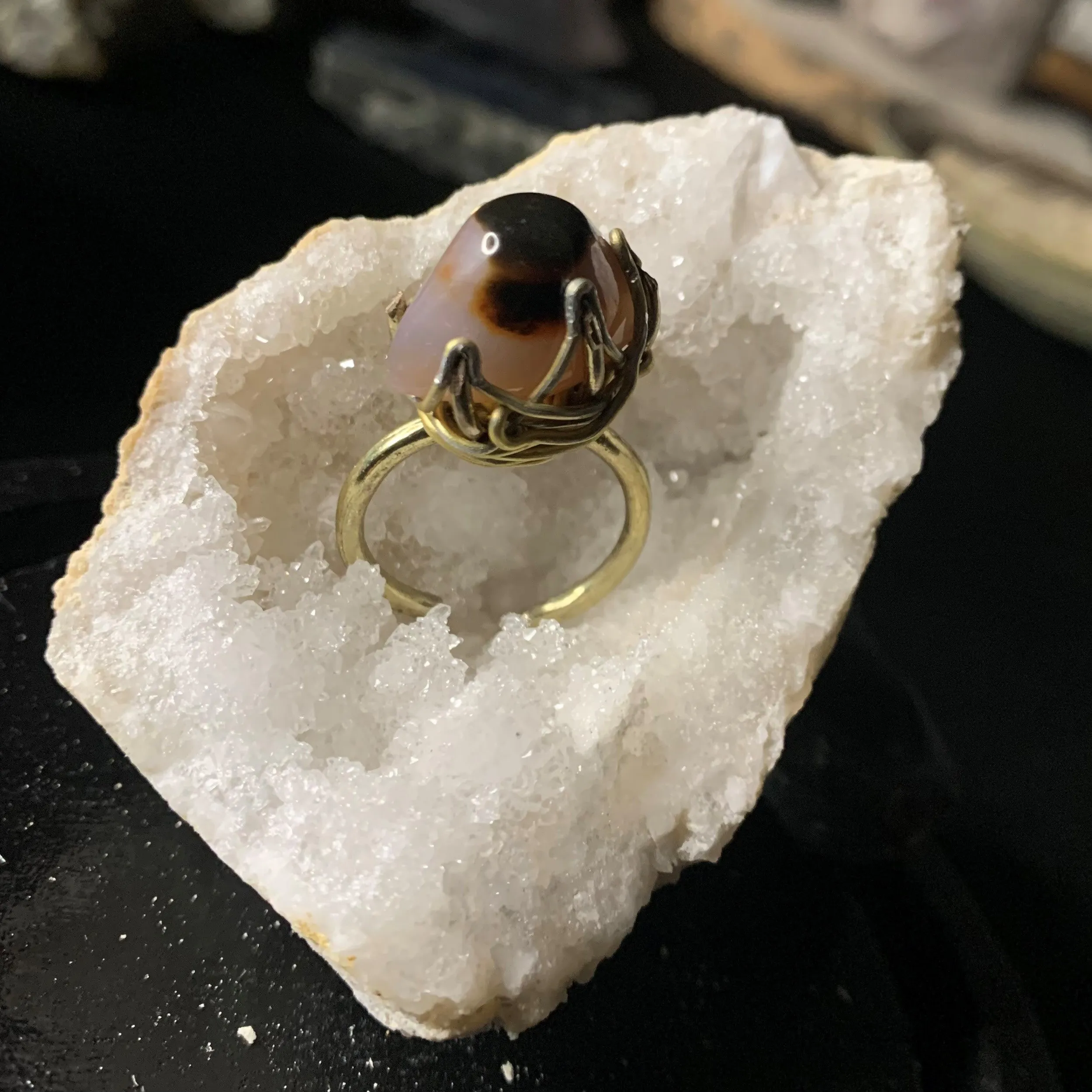 Agate eye ring, Cyclops eye ring, unique creation