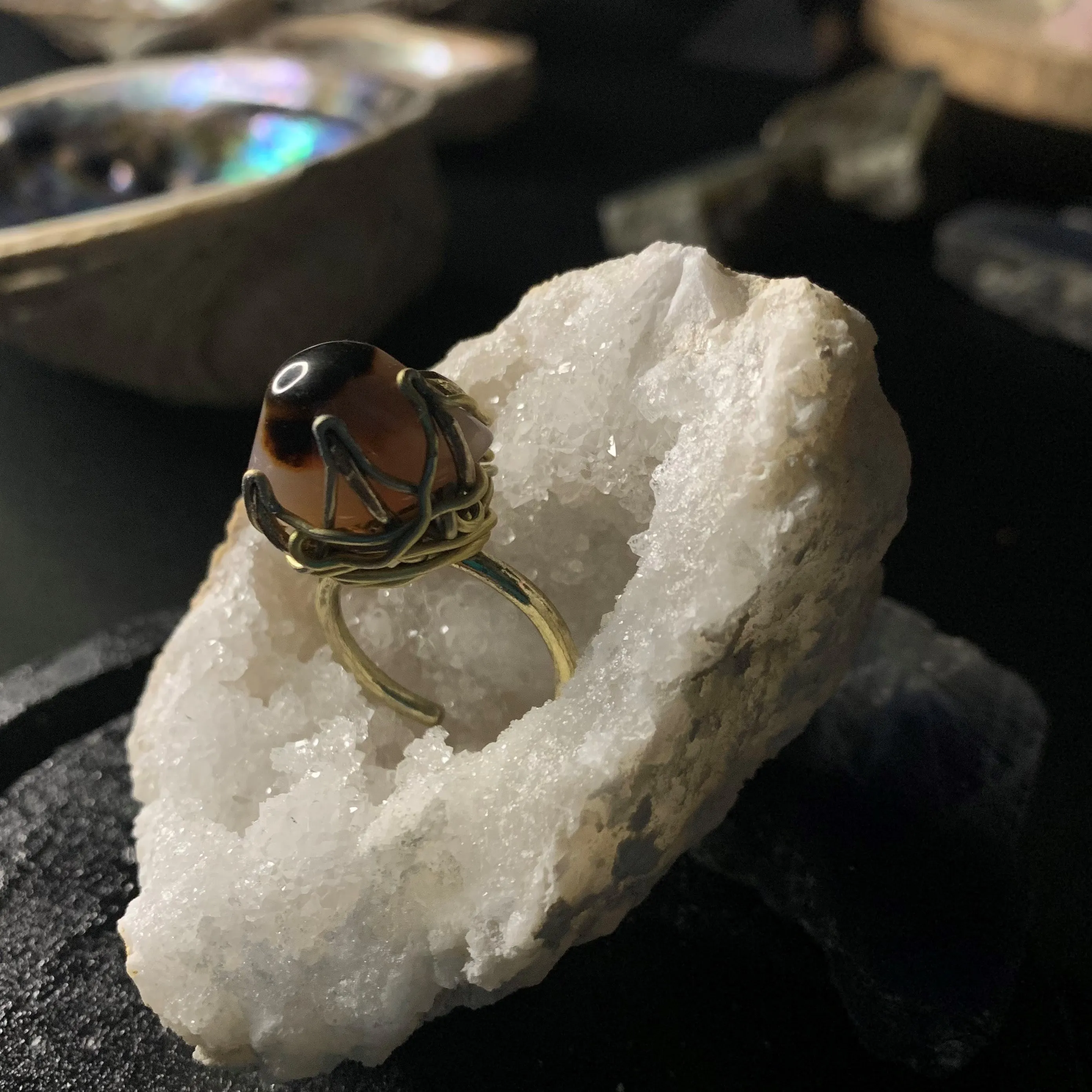 Agate eye ring, Cyclops eye ring, unique creation