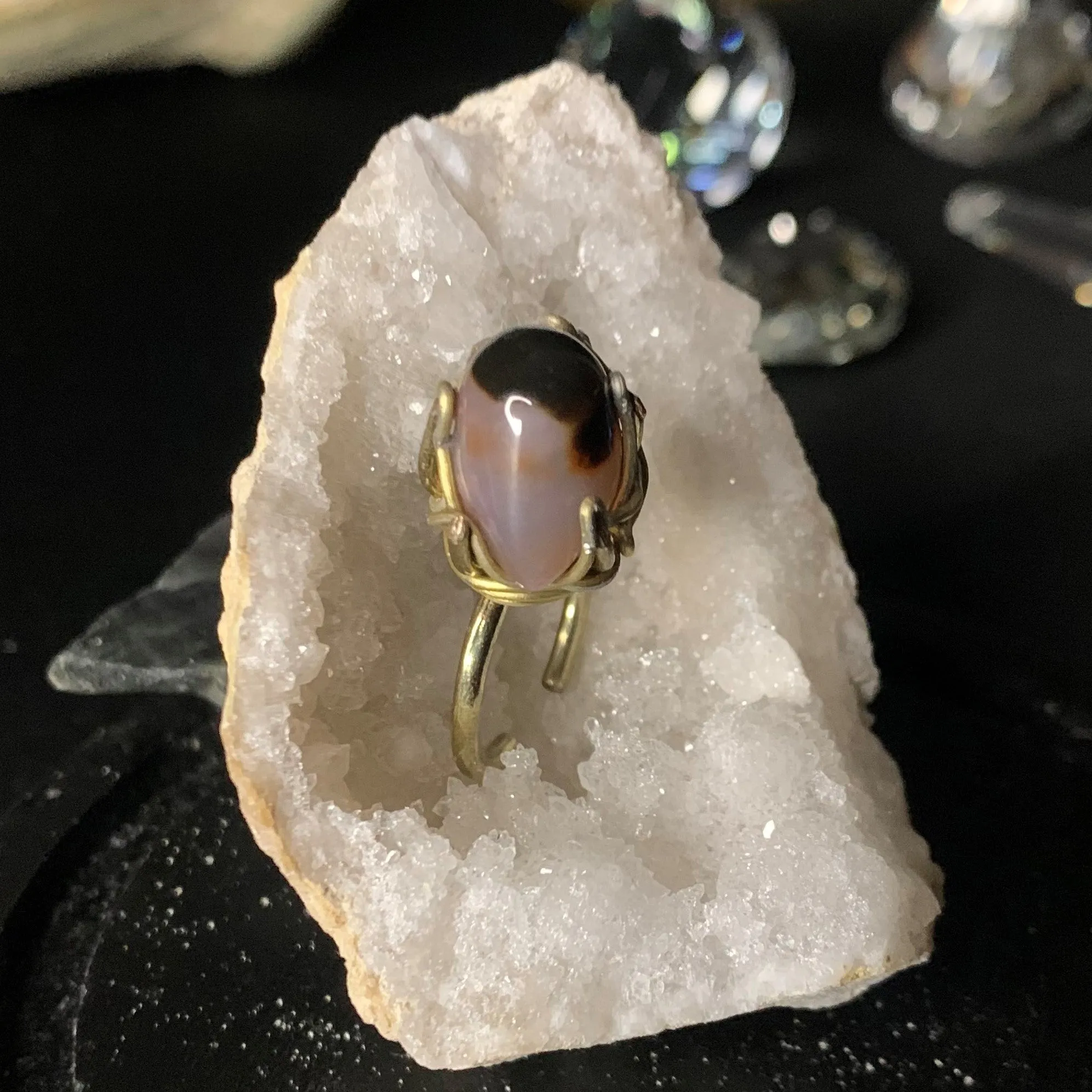 Agate eye ring, Cyclops eye ring, unique creation