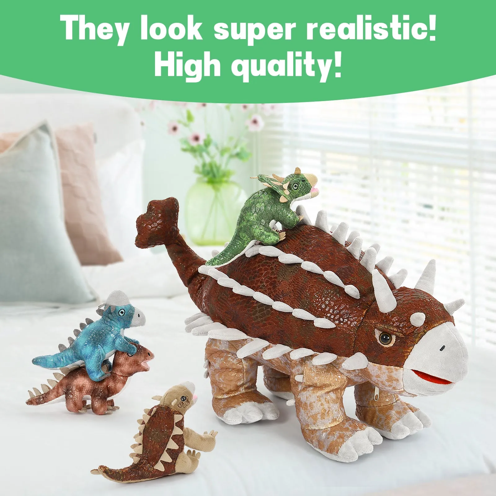 Ankylosaur Stuffed Animals Dinosaur Plush Toys, 21 Inches