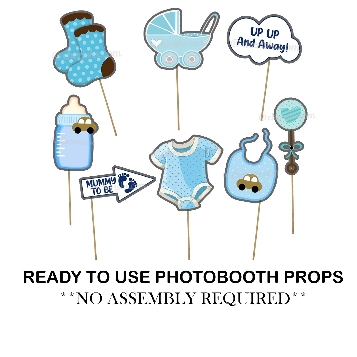 Blue Baby Shower Photo Booth Party Props