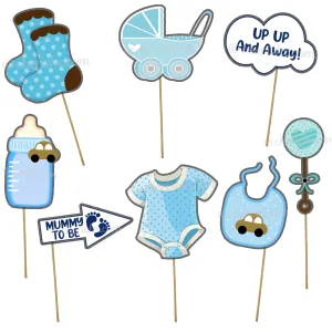 Blue Baby Shower Photo Booth Party Props