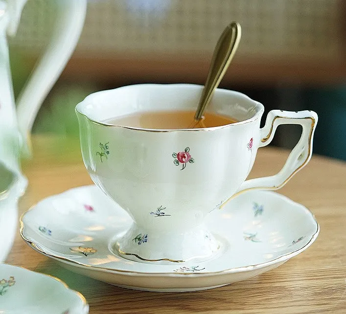 Bone China Porcelain Tea Cup Set, Beautiful British Tea Cups, Traditional English Tea Cups and Saucers, Unique Ceramic Coffee Cups