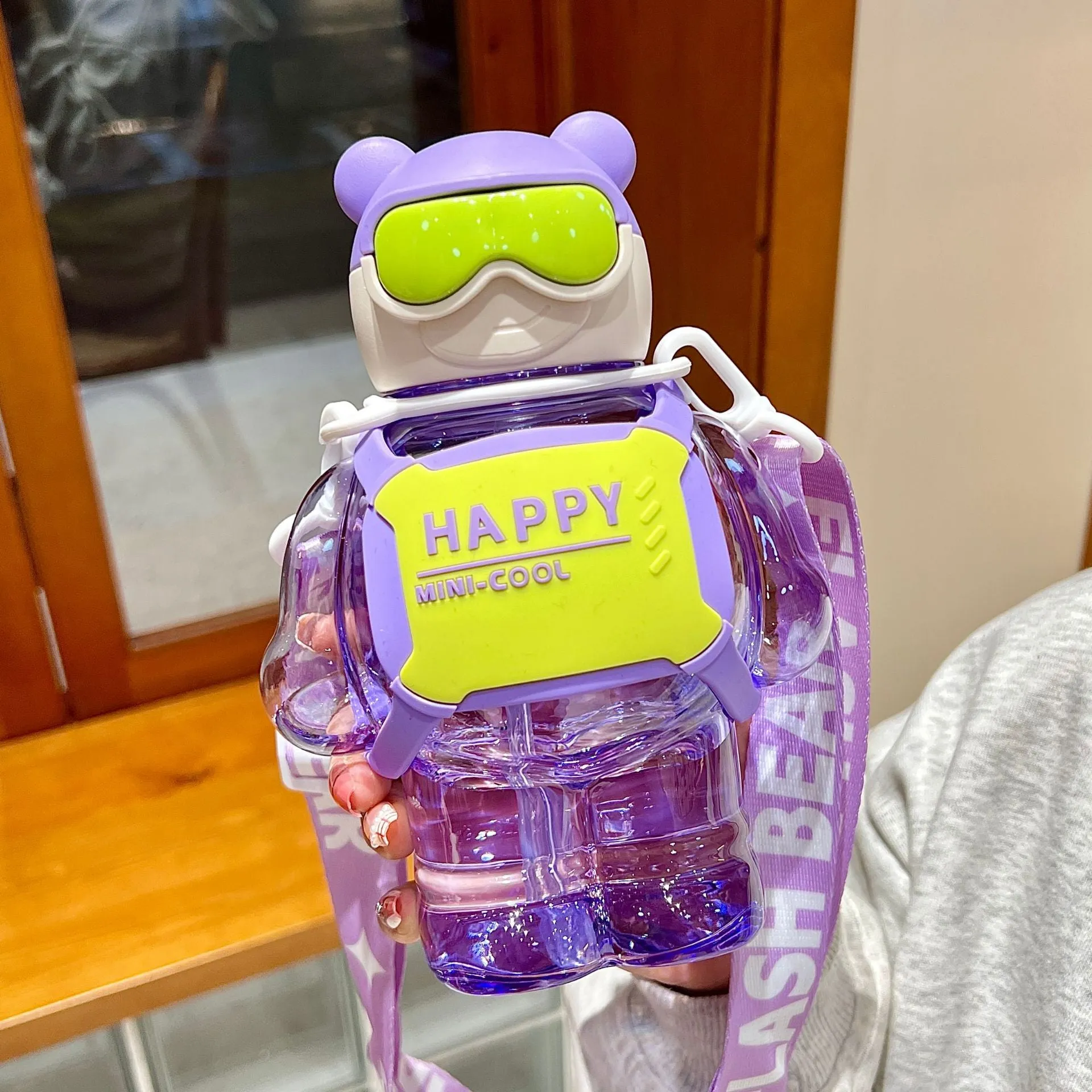 Cartoon Design Water Bottle-Purple