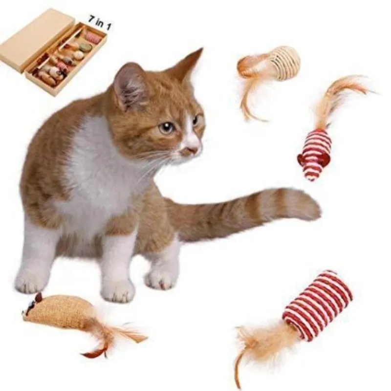 Cat Toy Set 7 PCS Cute Sisal Funny Variety Pack