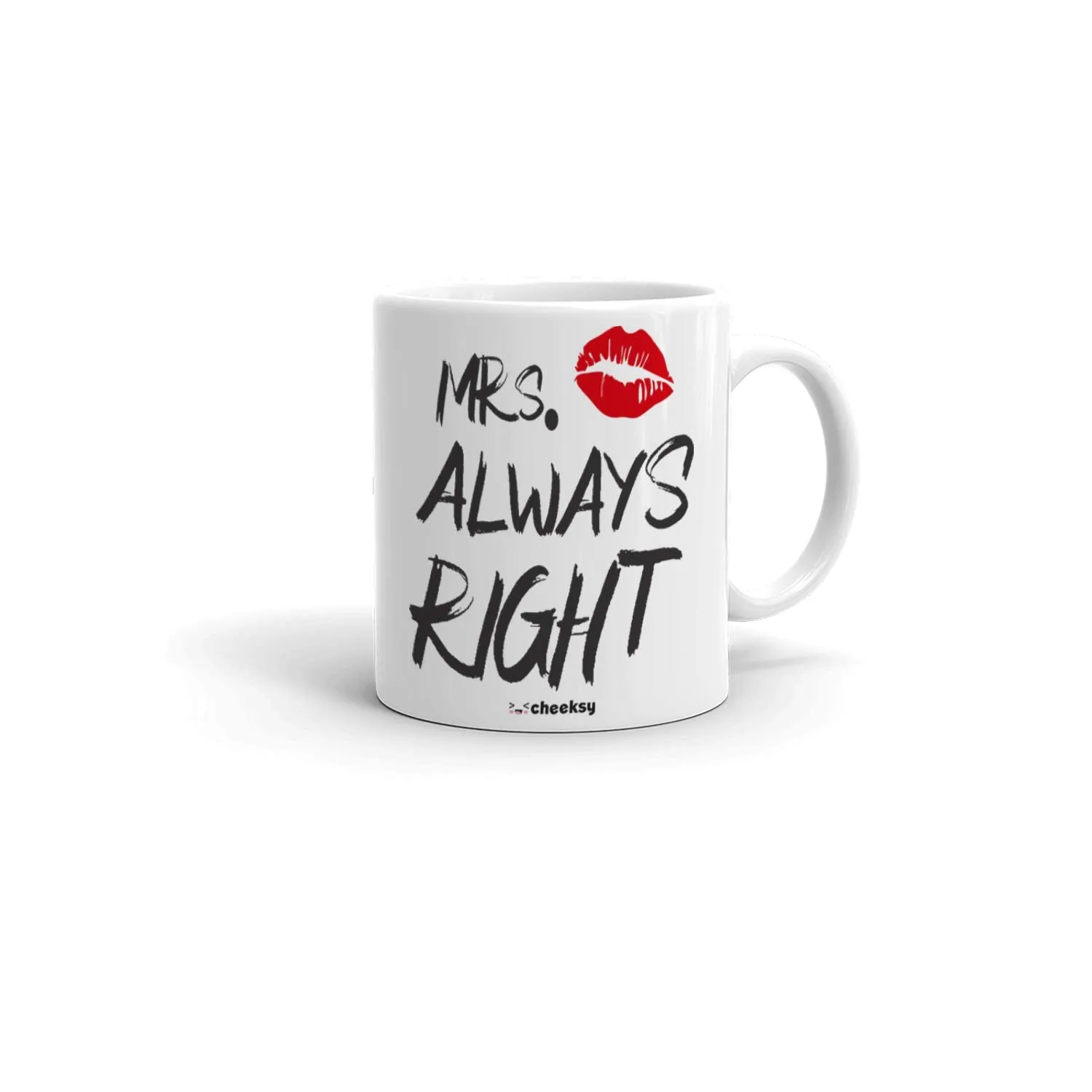 Cheeksy Mr. Right Hat Mrs. Always Right Lips Design Printed 300 ml Set of 2 Stylish Coffee Tea Mug for Couples, Husband-Wife, Girlfriend-Boyfriend, Anniversary, Wedding and Valentine Gift, Under 400