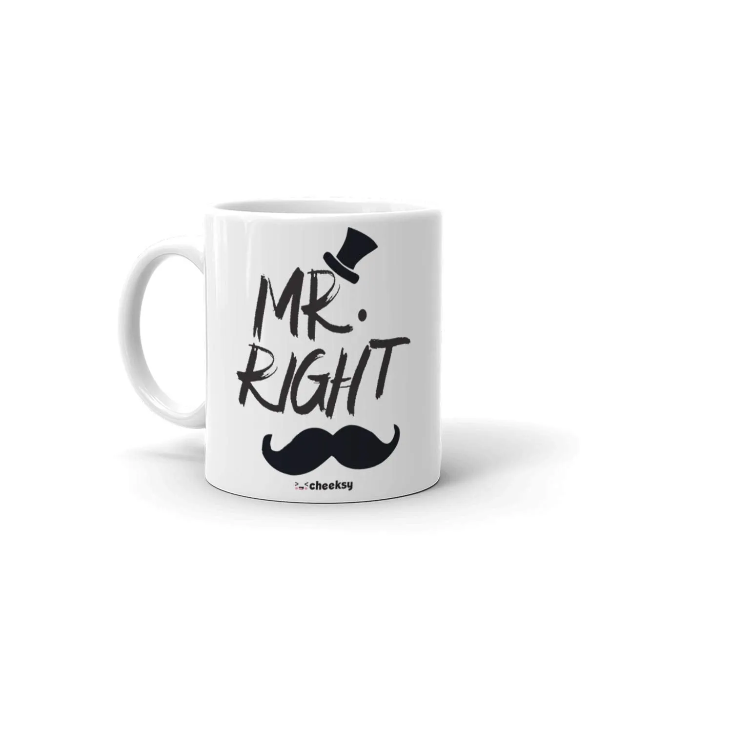 Cheeksy Mr. Right Hat Mrs. Always Right Lips Design Printed 300 ml Set of 2 Stylish Coffee Tea Mug for Couples, Husband-Wife, Girlfriend-Boyfriend, Anniversary, Wedding and Valentine Gift, Under 400