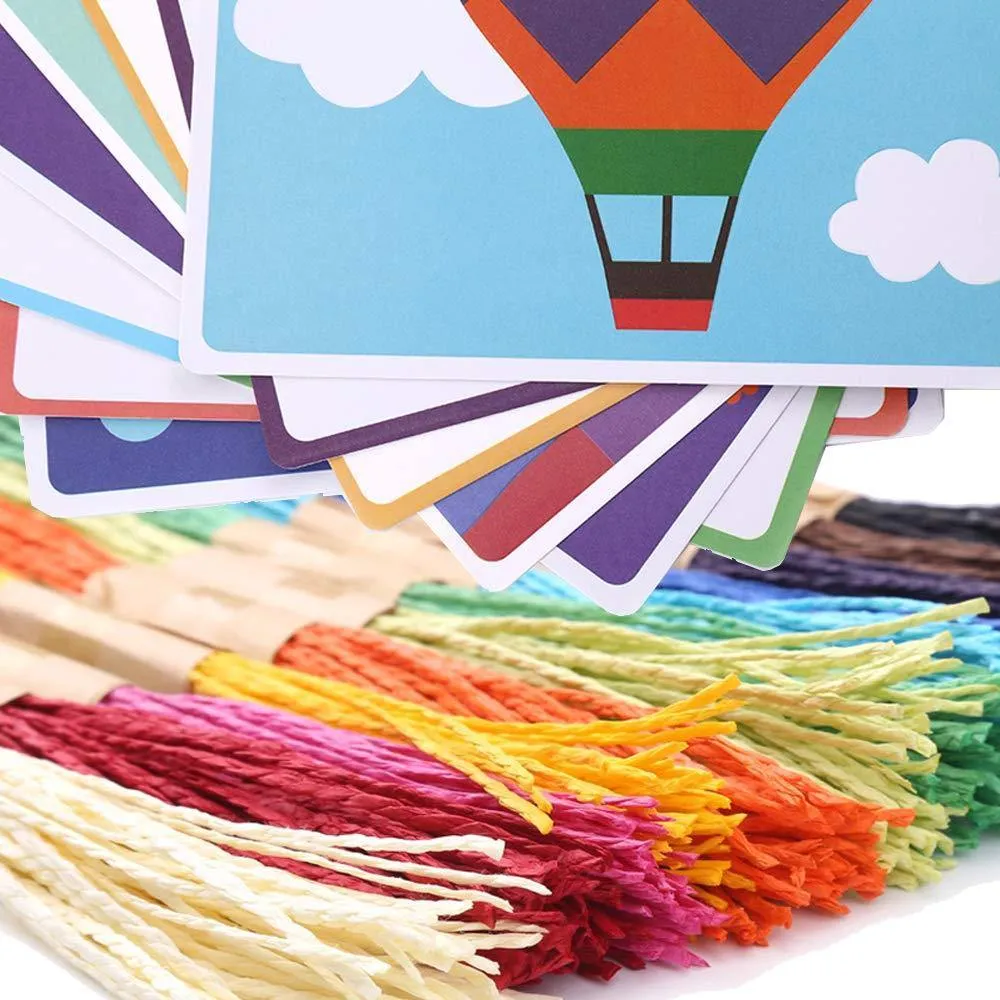 Color Rope Paste Painting Sticky Mosaics Kids 8 Cards DIY Art Crafts Educational Toys