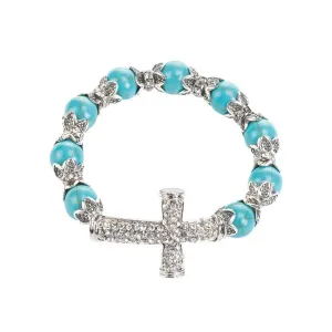 Cross Beaded Stretch Bracelet