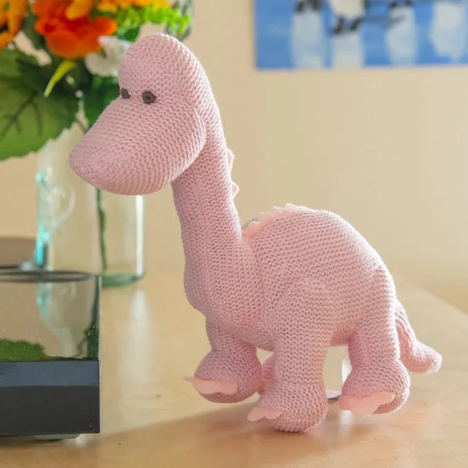 DARK PINK KNITTED DIPLODOCUS TOY