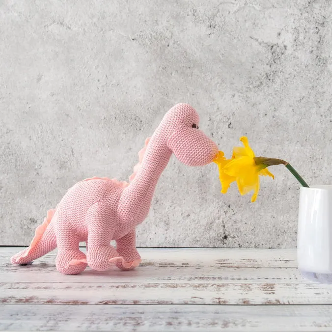 DARK PINK KNITTED DIPLODOCUS TOY