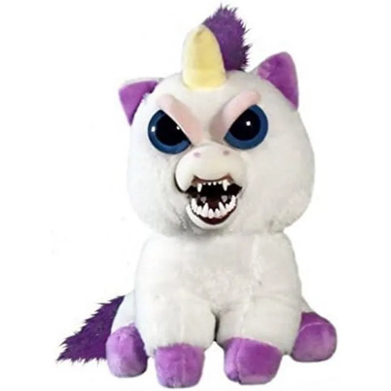 Feisty Pets by William Mark- Glenda Glitterpoop- Adorable 8.5" Plush Stuffed Unicorn That Turns Feisty With a Squeeze!