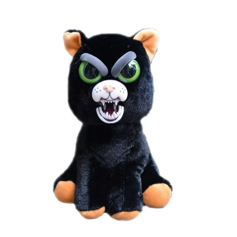 Feisty Pets by William Mark- Katy Cobweb- Adorable 8.5" Plush Stuffed Halloween Cat That Turns Feisty With a Squeeze!