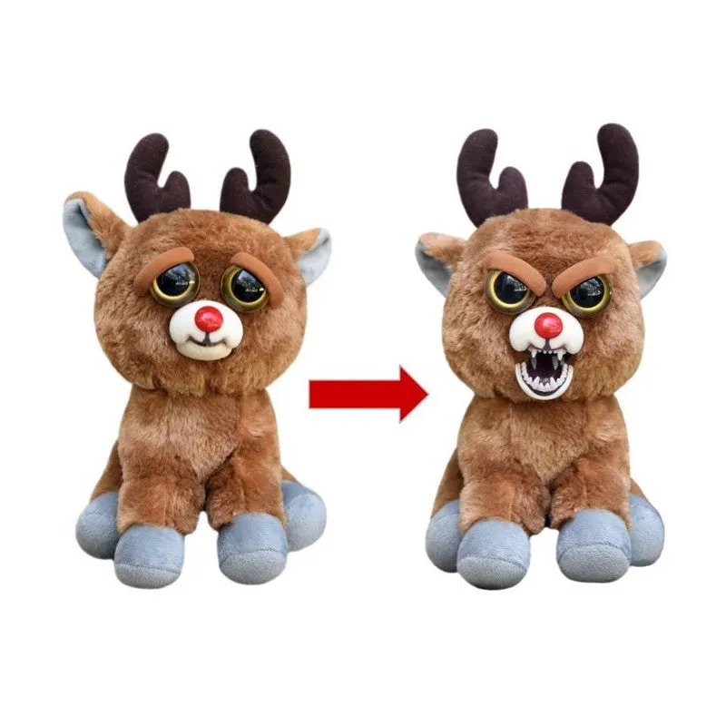 Feisty Pets by William Mark- Rude Alf- Amazing 8.5" Plush Stuffed Red Nosed Reindeer That Turns Feisty With a Squeeze!