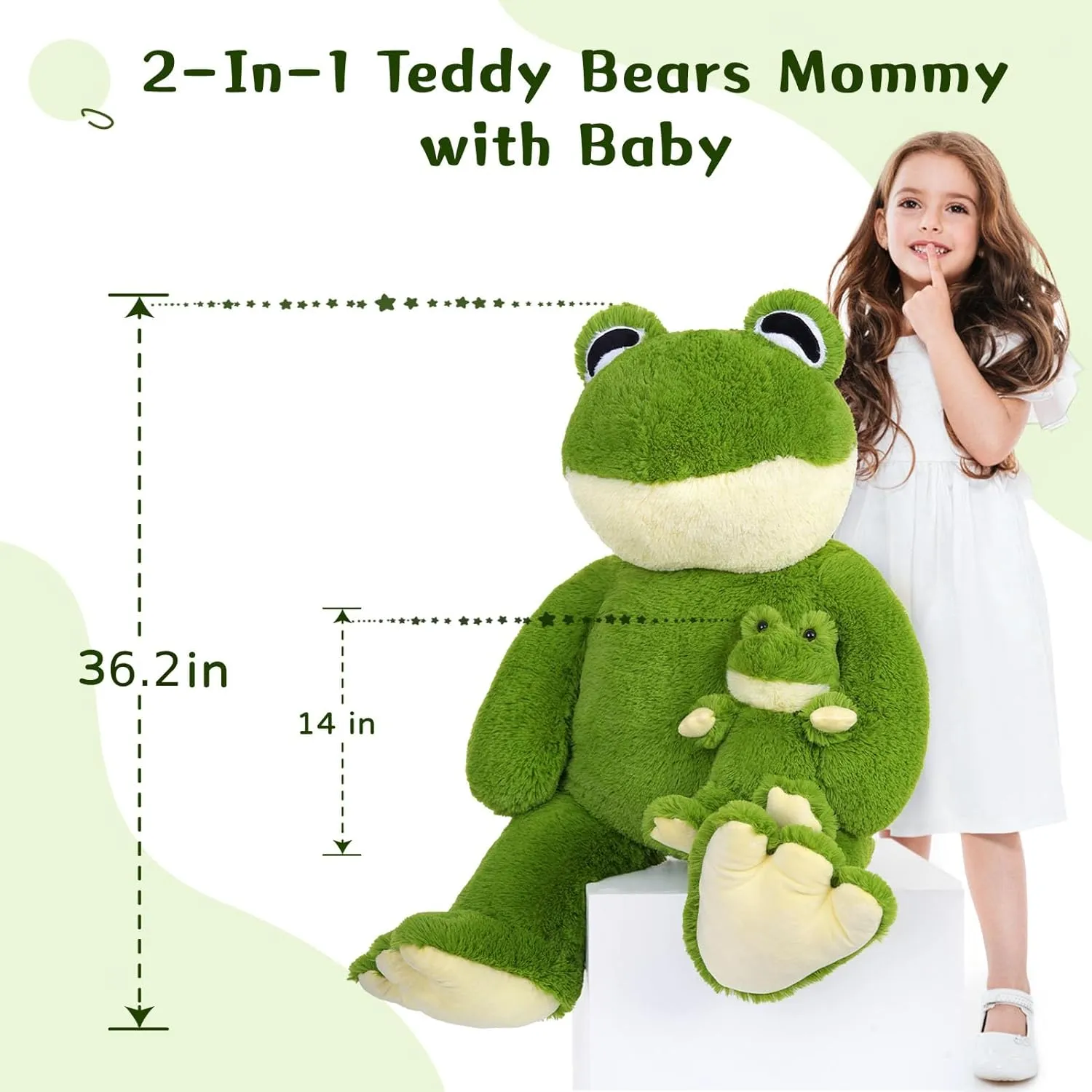 Frog Plush Toys Frog Stuffed Animals, Green, 36.2 Inches