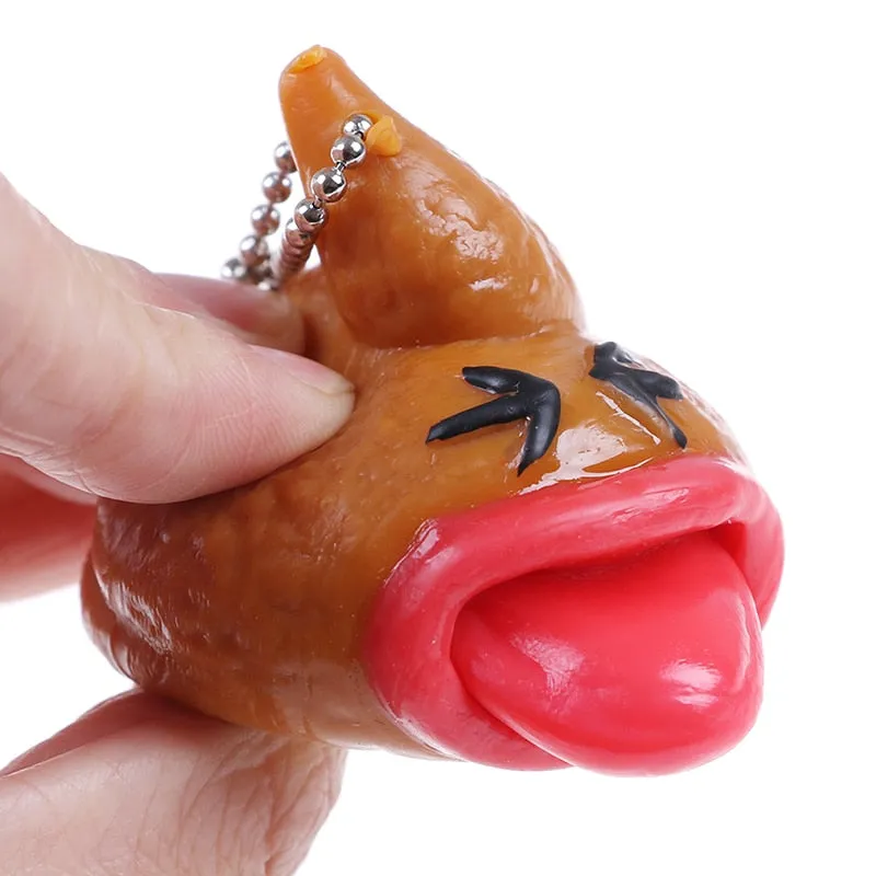 Funny Poop Keychains Emoticon Toy Pop Out Tongues Novelty Fun Little Tricky Prank Antistress Toy for Kids or Children