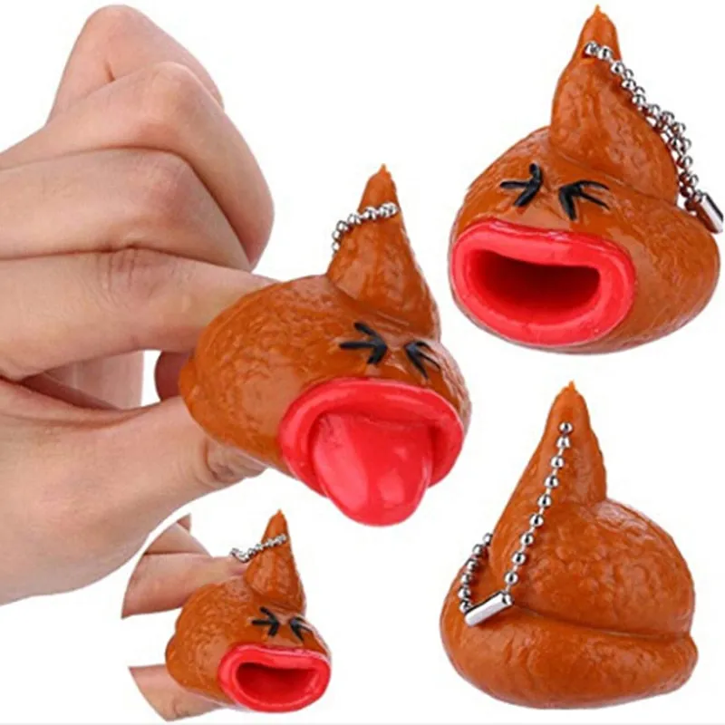 Funny Poop Keychains Emoticon Toy Pop Out Tongues Novelty Fun Little Tricky Prank Antistress Toy for Kids or Children