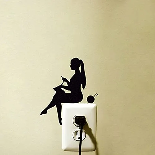 GADGETS WRAP Black Creative DIY Girl Switch Wall Sticker Vinyl Wall Decal Decoration Sticker