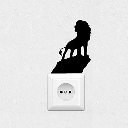 GADGETS WRAP Black Creative DIY Lion Switch Wall Sticker Vinyl Wall Decal Decoration Sticker