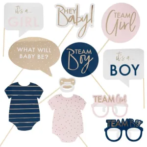 Gender Reveal Gold Foiled Gender Reveal Photo Booth Props 10pk