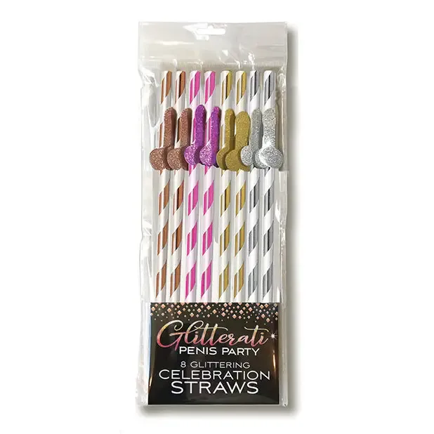 Glitterati Penis Party Tall Celebration Straws 8-Pack