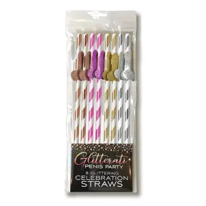 Glitterati Penis Party Tall Celebration Straws 8-Pack