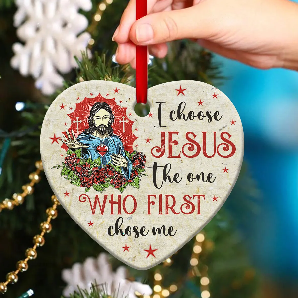 God First Chose You - Jesus Ceramic Heart Ornament - Christian Gift For Friends - Unique Gifts