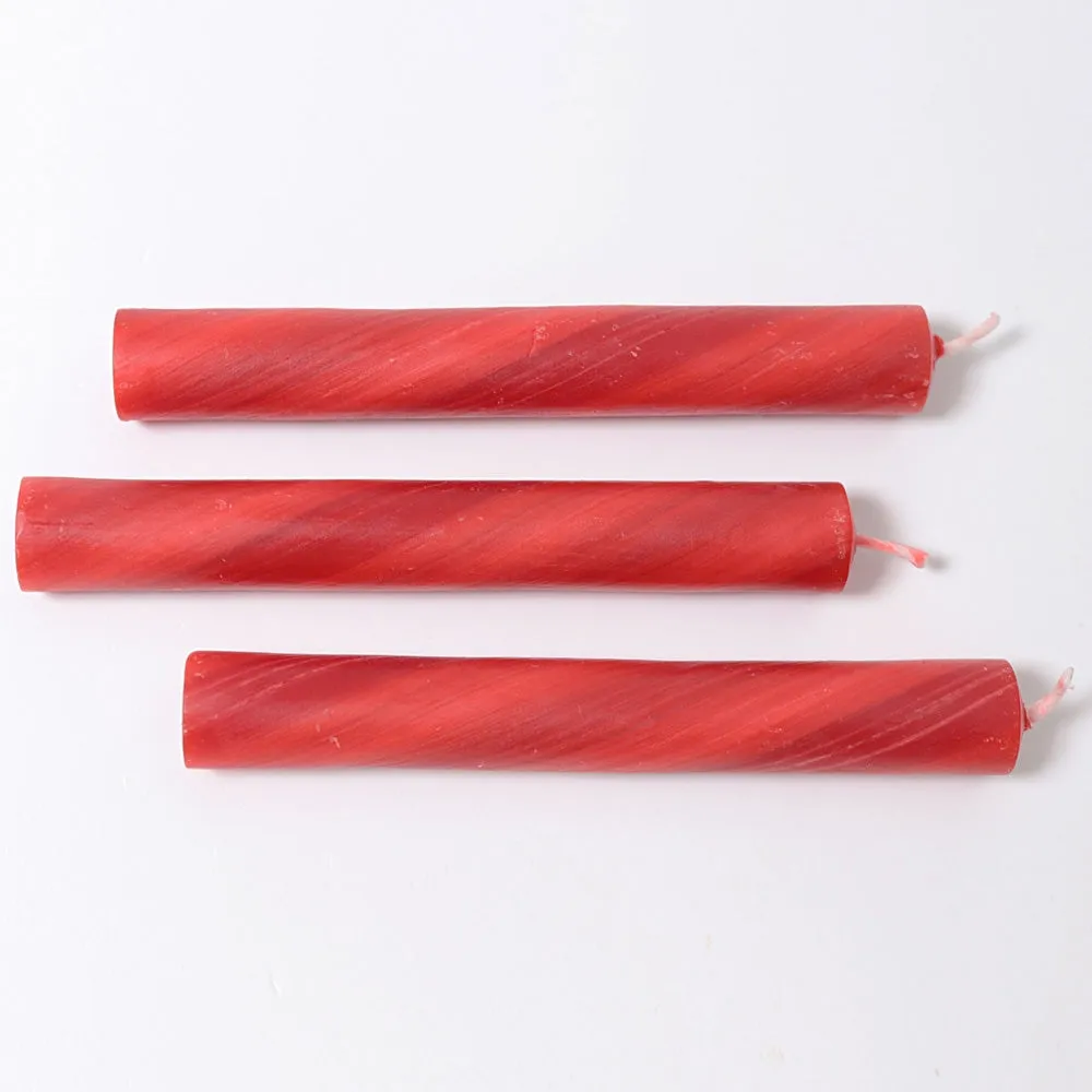 Grimm's Red Marbled 25% Beeswax Candles x20