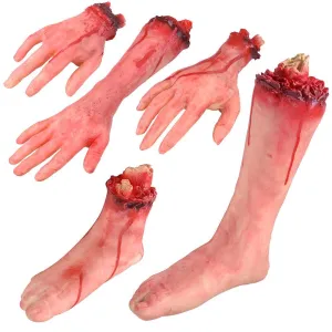 Halloween 5 Pcs Bloody Scary Hands Foot Leg Body Parts