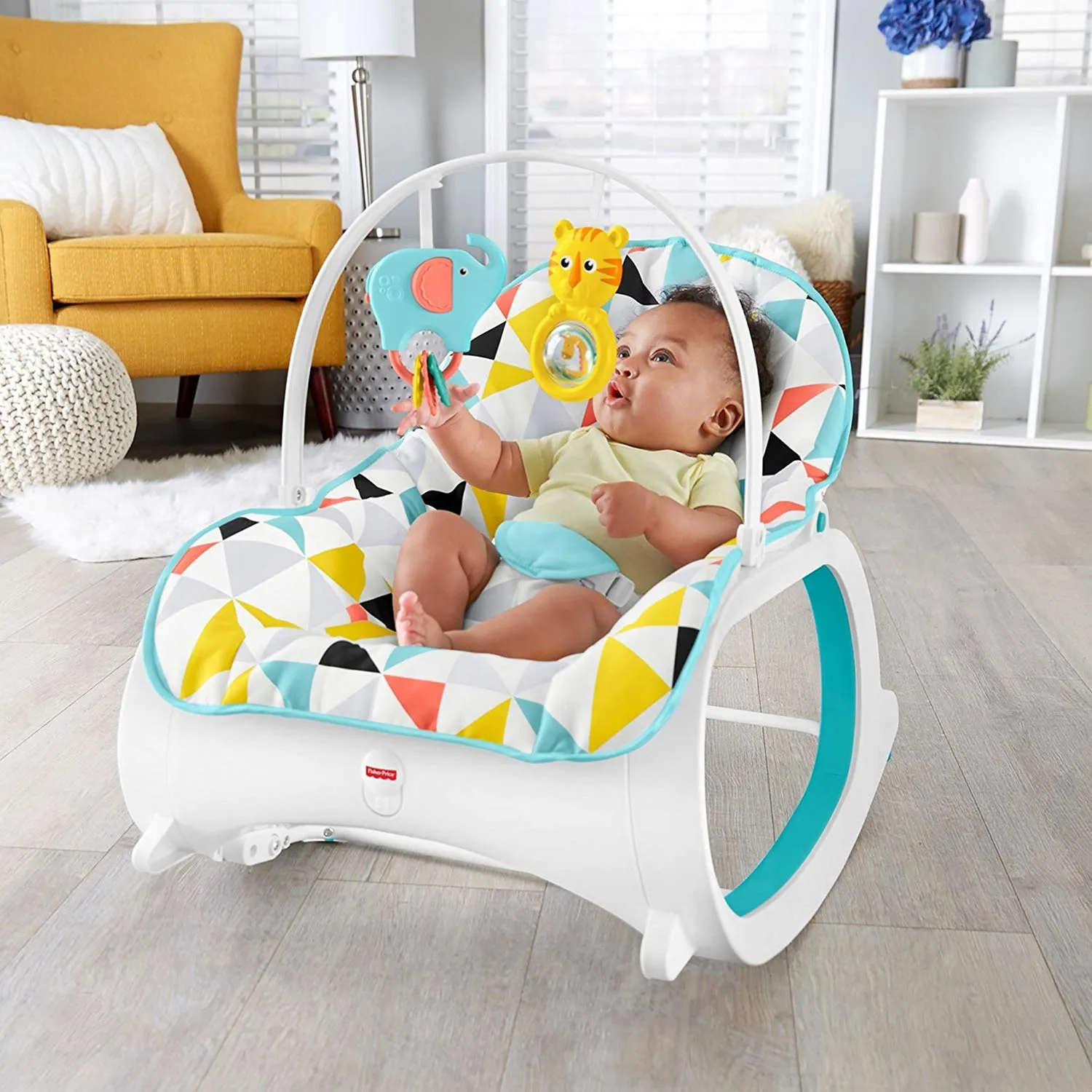 Infant-to-Toddler Rocker, Yellow/Blue/White / Grey