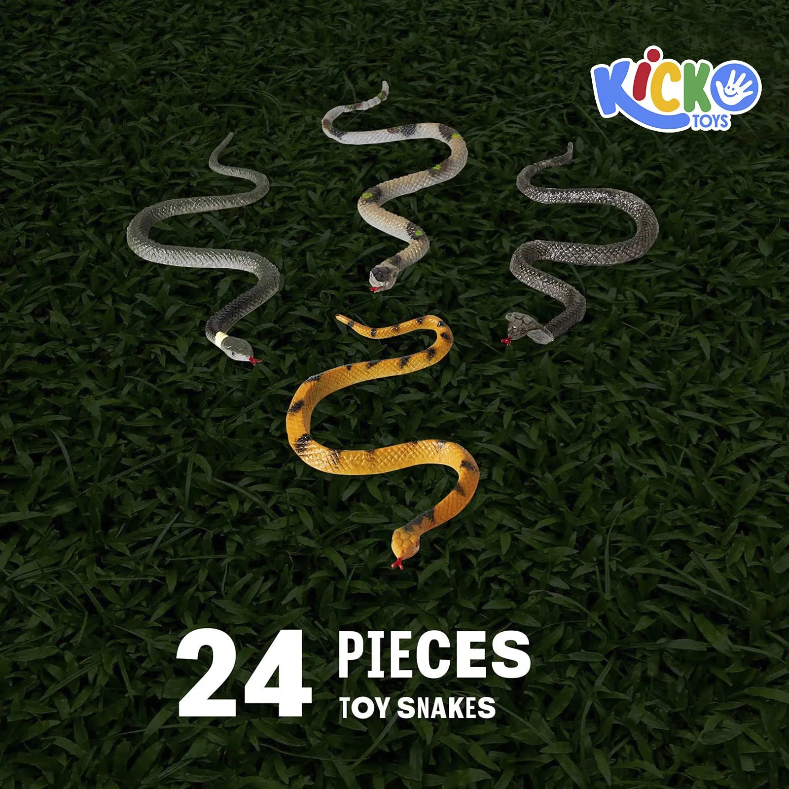 Kicko 6 Inch Assorted Small Hissing Snakes - 24 Pieces, Practical Joke, Venue Prop, Party