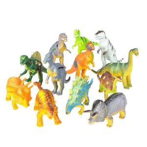 Kicko 6 Inch Bulk Dinosaur Figures- 12 Pieces of Realistic Dino Assortment in a PVC Tub