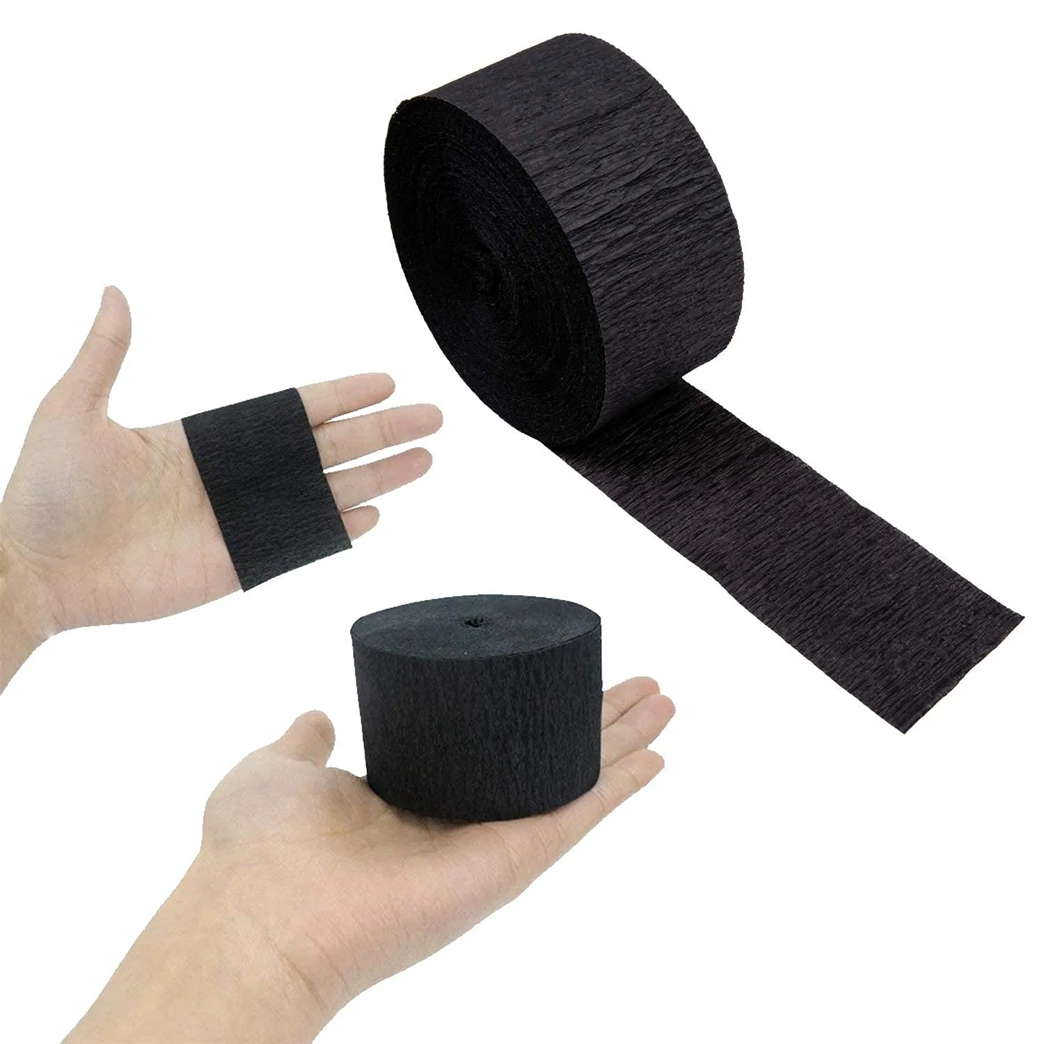 Kicko Black Velvet Crepe Streamers - 1 Pack, 500 Feet x 1.75 Inches - for Kids, Party