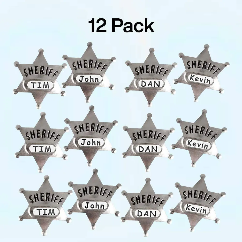 Kicko Metal Deputy Sheriff Badge - Pack of 12 Personalized Officer Name Tag Brooch