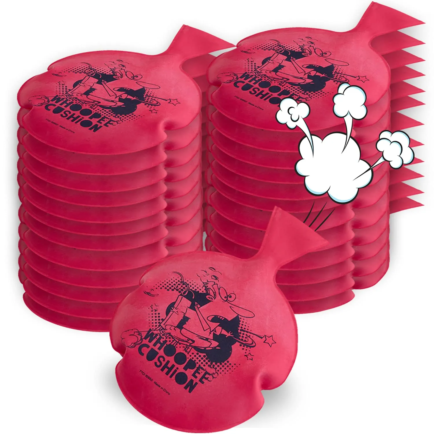 Kicko Miniature Whoopee Cushions - 24 Pack - 3 Inch Mini Prank Novelty Toy - Party Favors