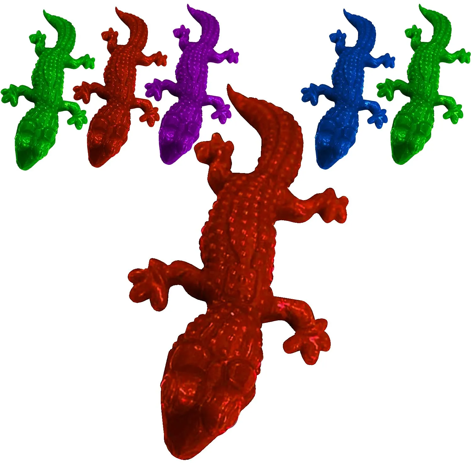 Kicko Stretchy Sticky Lizards - 6 Pack - Colored, Elastic and Sticky Reptile - for Party