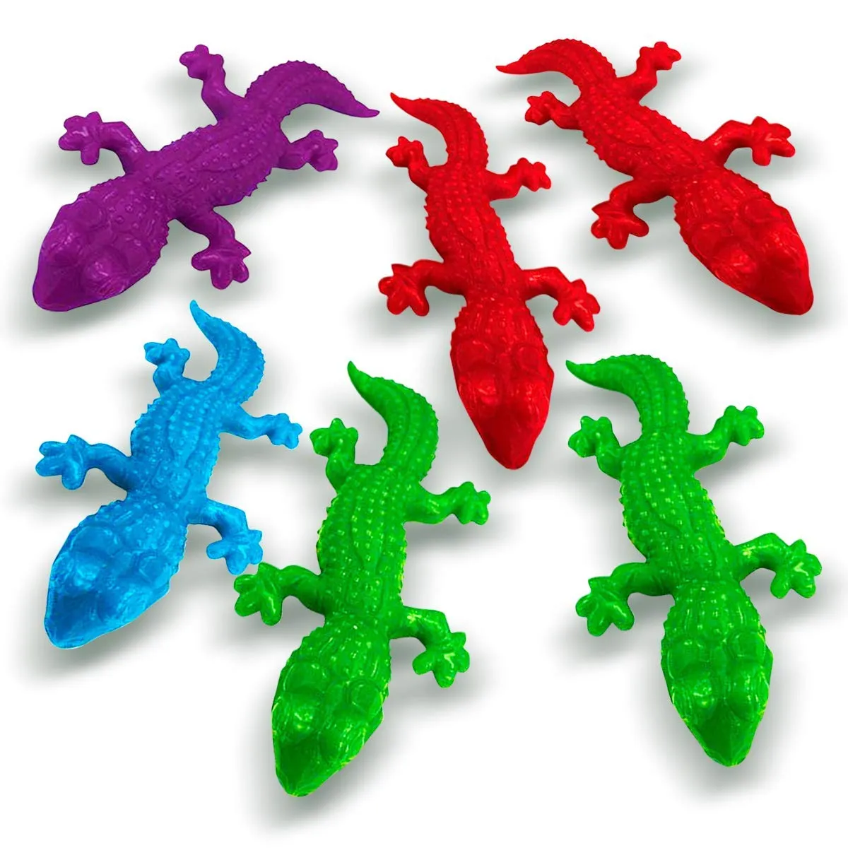 Kicko Stretchy Sticky Lizards - 6 Pack - Colored, Elastic and Sticky Reptile - for Party