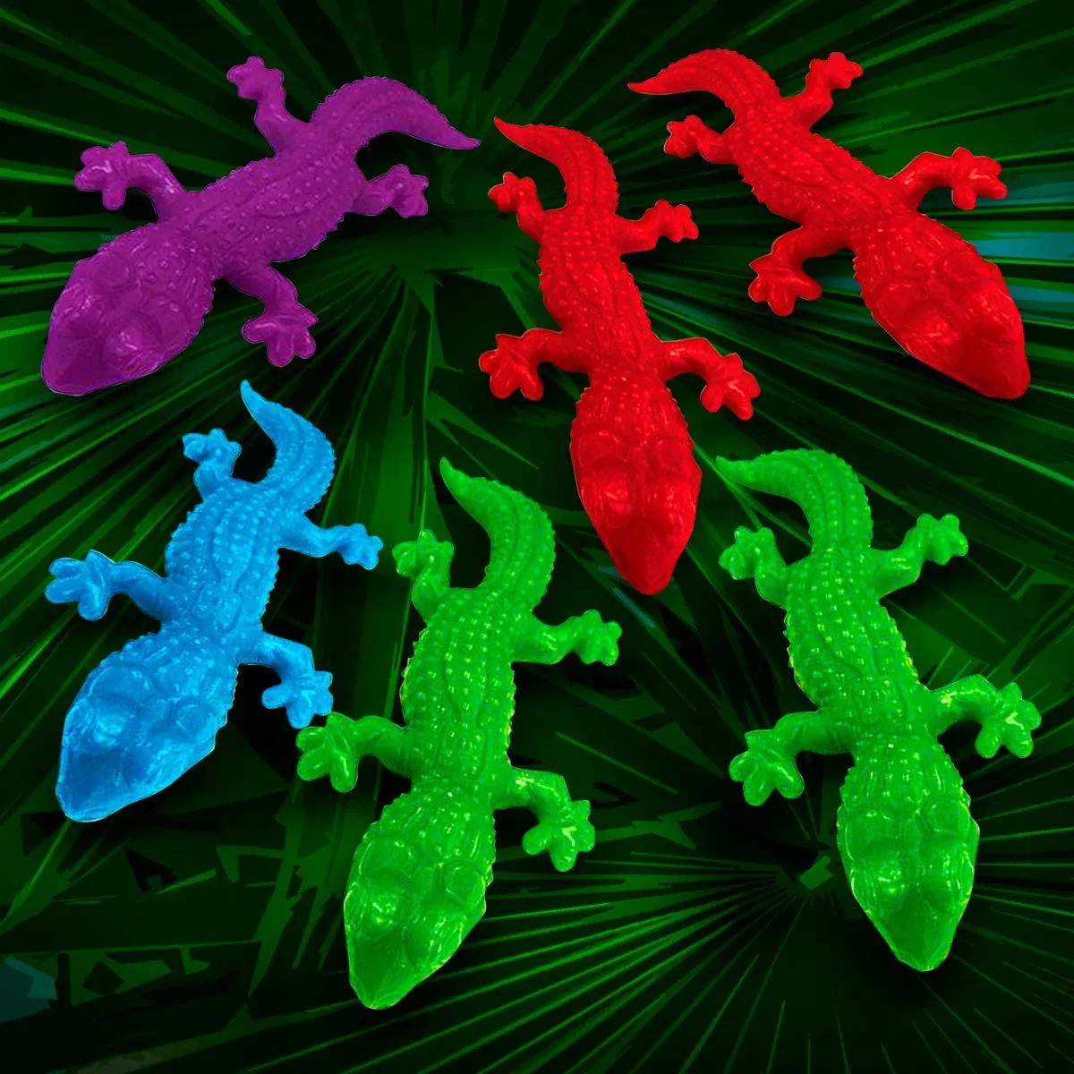 Kicko Stretchy Sticky Lizards - 6 Pack - Colored, Elastic and Sticky Reptile - for Party