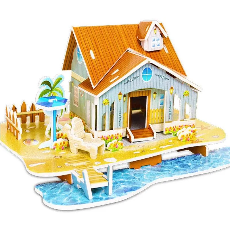 Kids 3D Stereo Puzzle Cartoon House Castle Building Model DIY Handmade Early Learning Educational Toys Gift For Children