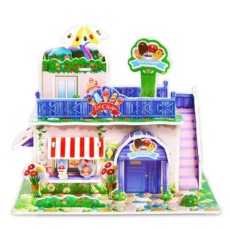 Kids 3D Stereo Puzzle Cartoon House Castle Building Model DIY Handmade Early Learning Educational Toys Gift For Children