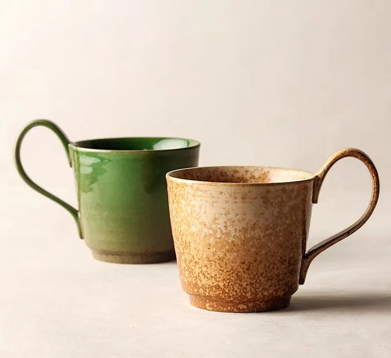 Large Modern Handmade Pottery Coffee Cup, Creative Brown Green Blue Ceramic Coffee Mugs, Large Unique Tea Cup, Large Capacity Coffee Cups