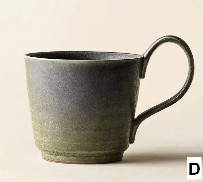 Large Modern Handmade Pottery Coffee Cup, Creative Brown Green Blue Ceramic Coffee Mugs, Large Unique Tea Cup, Large Capacity Coffee Cups