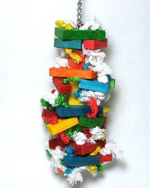 Pet Bird Toy Wood Sisal Knots N Blocks